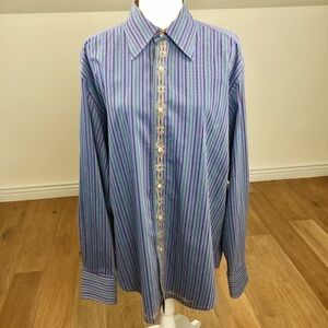 Robert Graham Striped Embroider Button Down Shirt